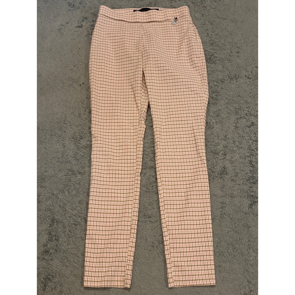 Tommy Hilfiger Womens Small Plaid Pull On Skinny Ankle Pants Multicolor Stretch